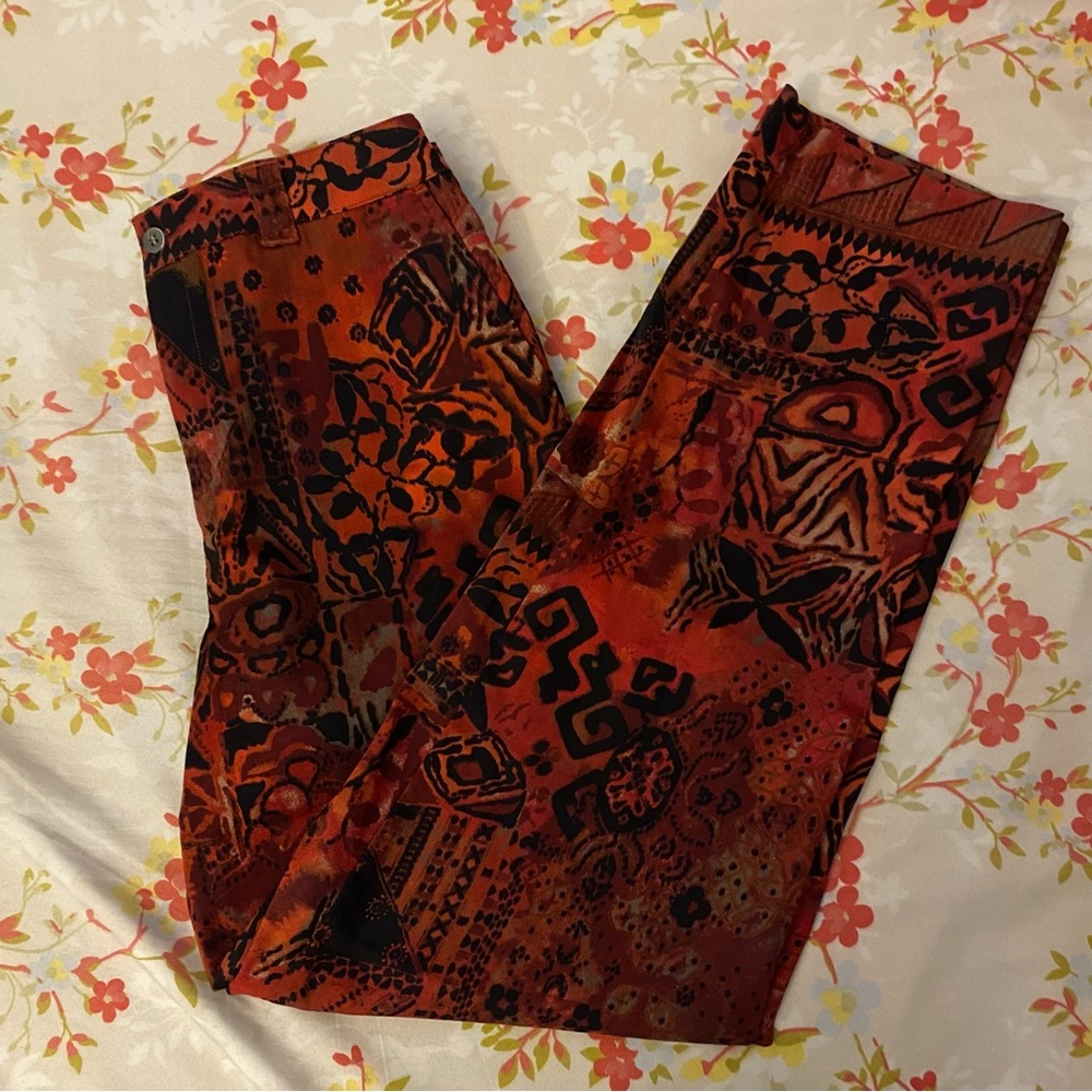 Red Patterned Pants - Picture 1 of 4